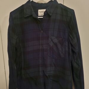 Abercrombie & Fitch Blue and Green Checkered Shirt